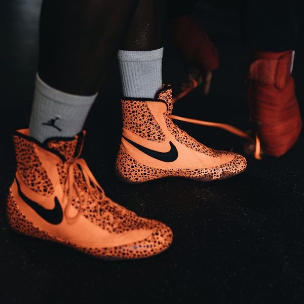 Close-up of athletic shoes during a workout session